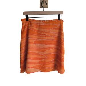 United Colors of Benetton Orange Wave Design Mini Skirt Size Small